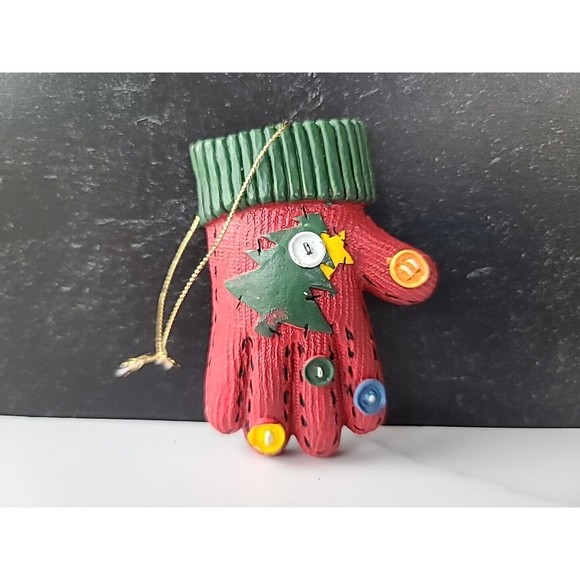 Vintage Ceramic Christmas Mitten Ornament - Picture 2 of 10